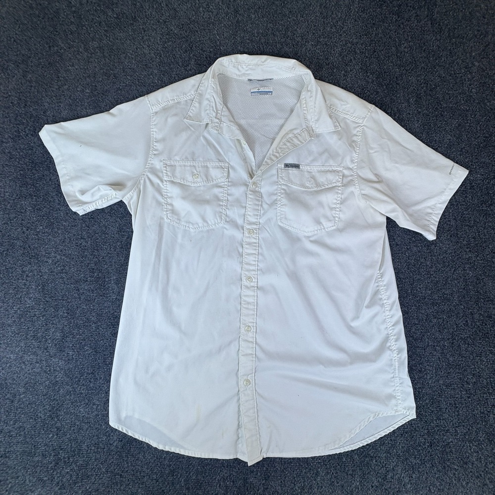 Columbia Sportswear Utilizer II Shirt Mens‎ Large White Short Sleeve Button Up
